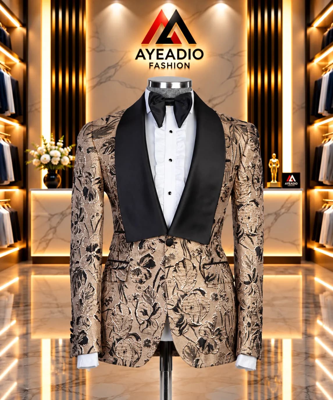 Pink 3 Pieces Tuxedo — fabric detail