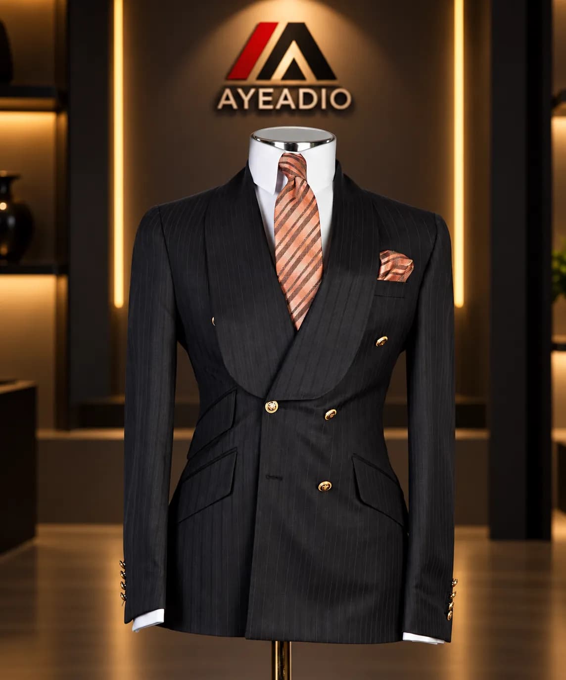 Black Invisible Stripe Suit