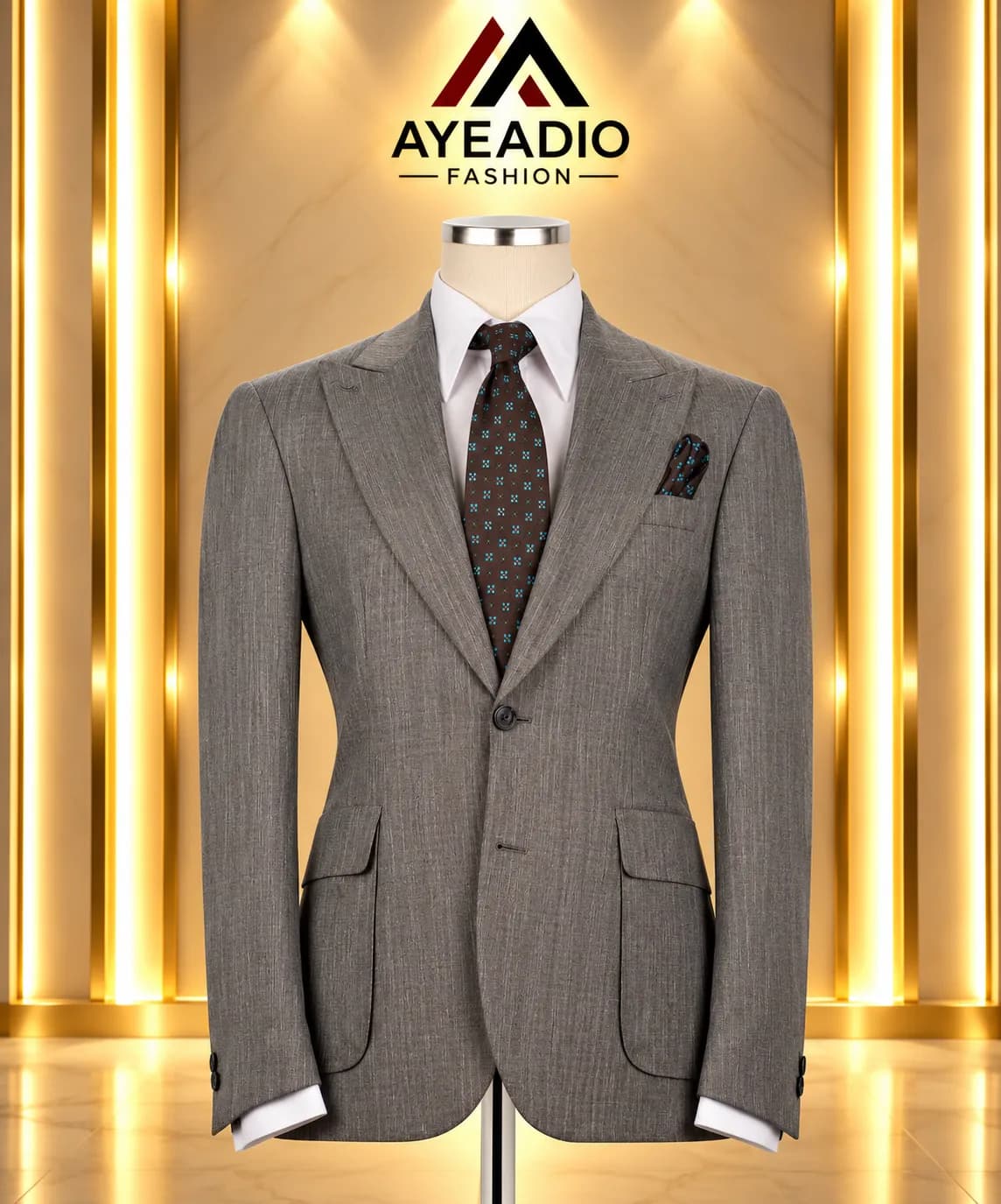 Navy Blue Patched Pocket Suit — view 8