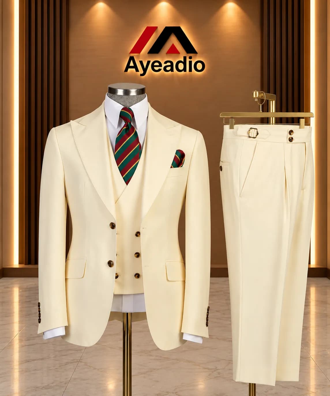 Light Yellow 3 Pieces Suit