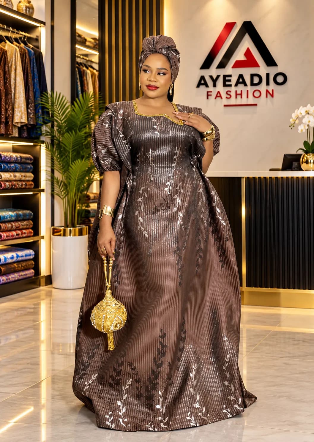 Green Long Rich Auntie Dress — view 5