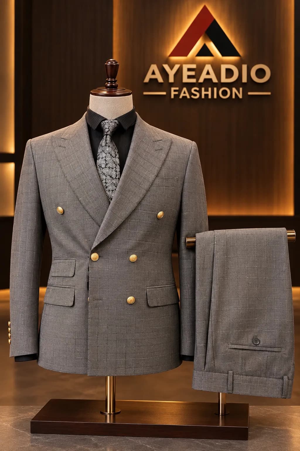 Gold Buttons Double Breasted Suit