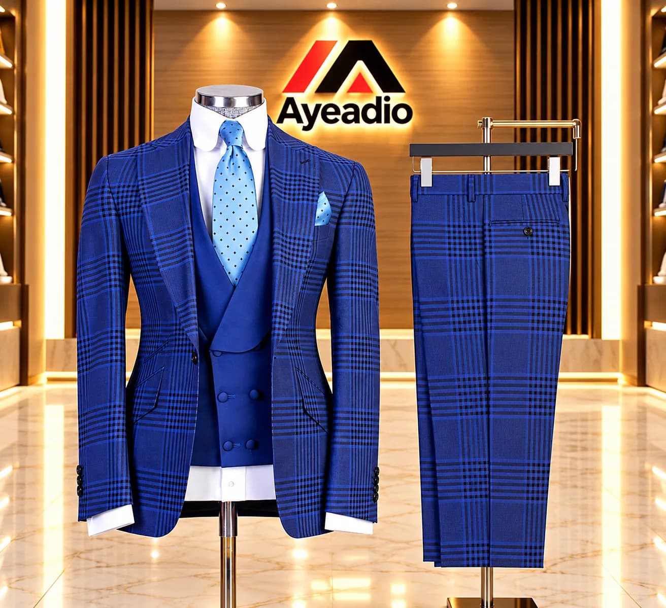 Blue Check Suit 48