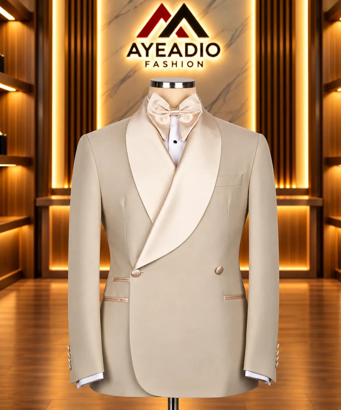 Black Shawl Lapel Suit — fabric detail