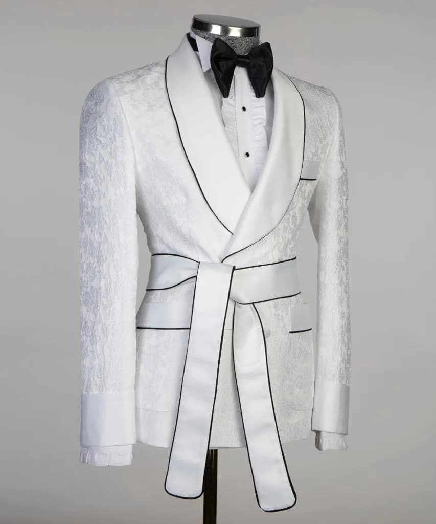 White Belt Tuxedo — fabric detail