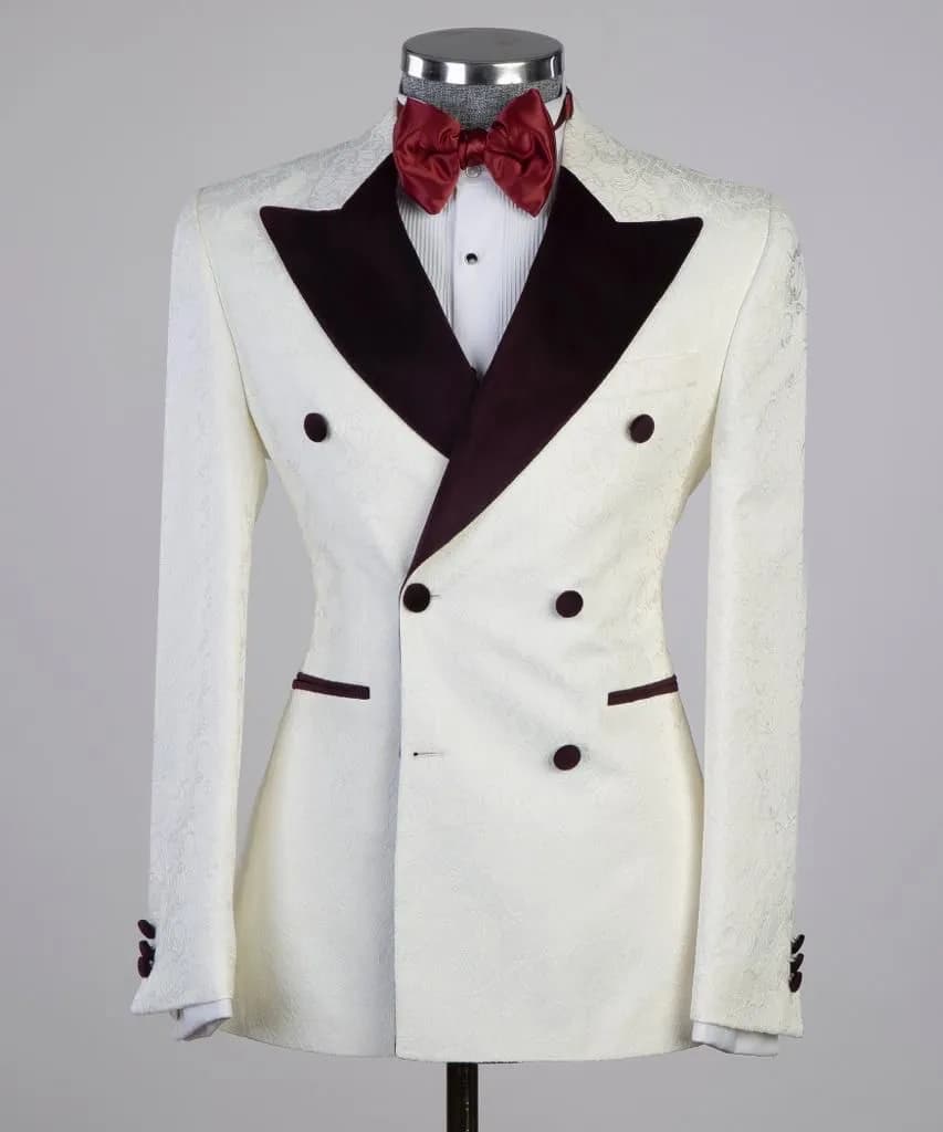 Breasted Velvet Burgundy Lapel
