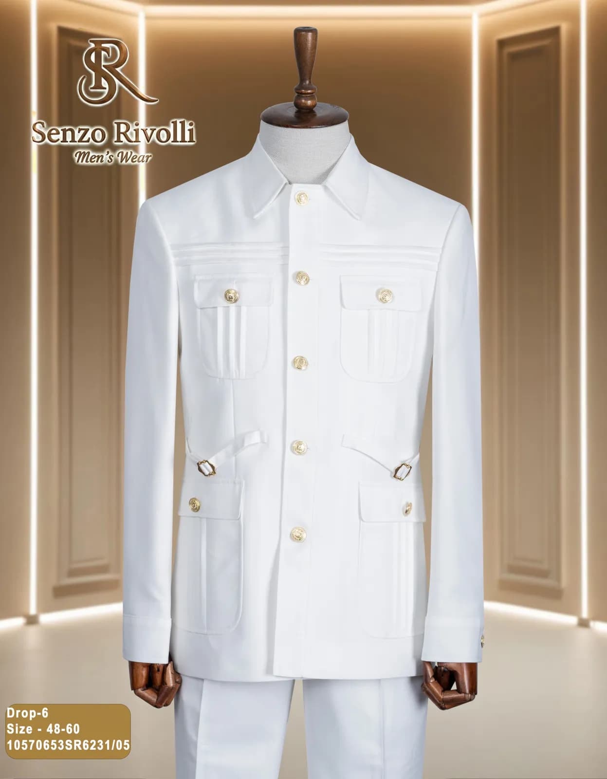 Patch Pockets Safari Suit