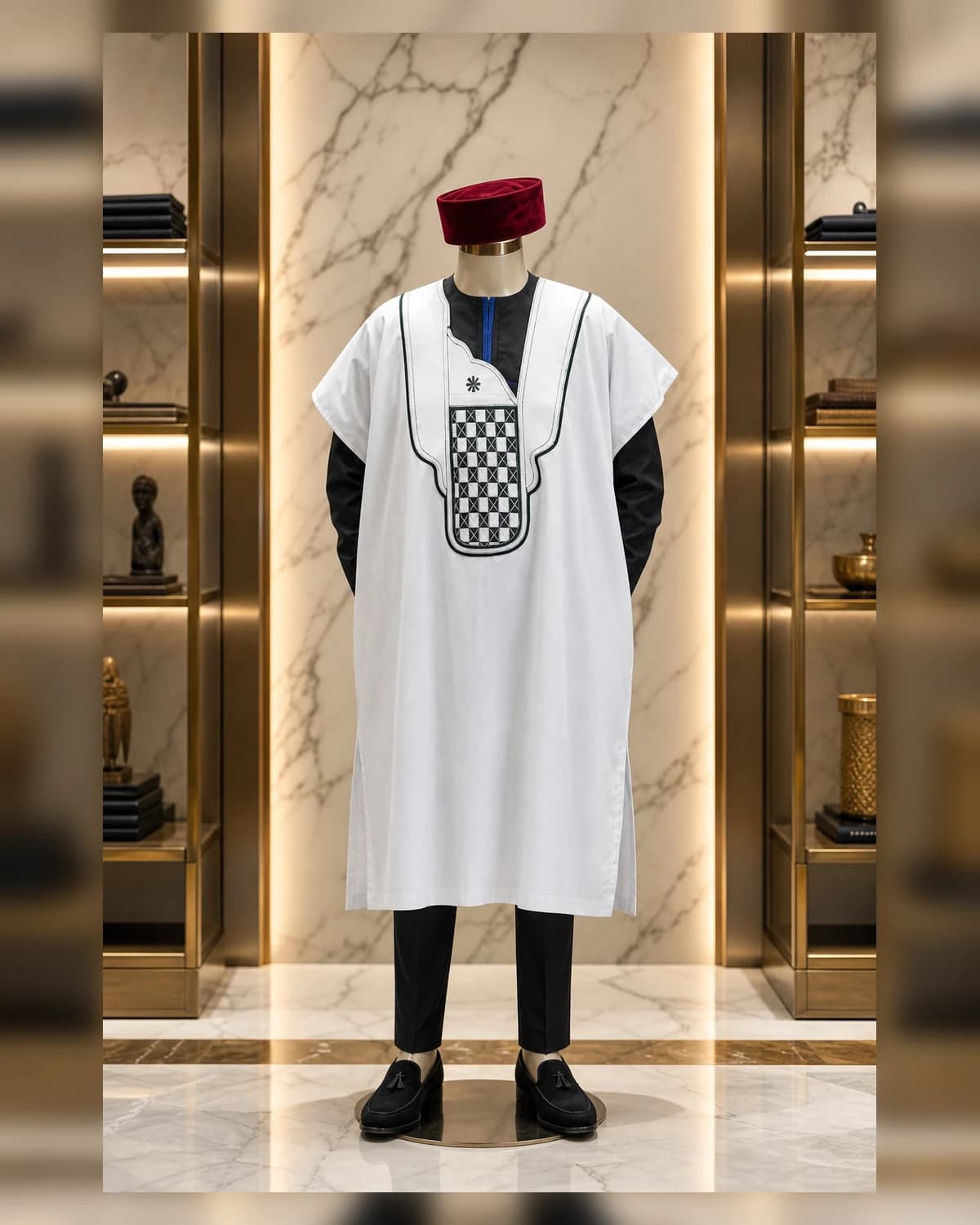 classy 3piece afriture with burgundy hat — styled