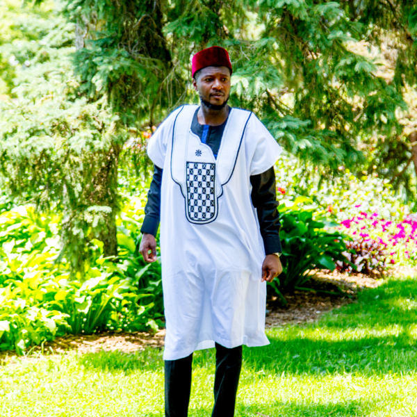 classy 3piece afriture with burgundy hat