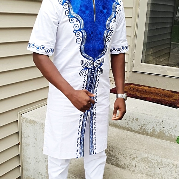 Casual blue embroidery afriture