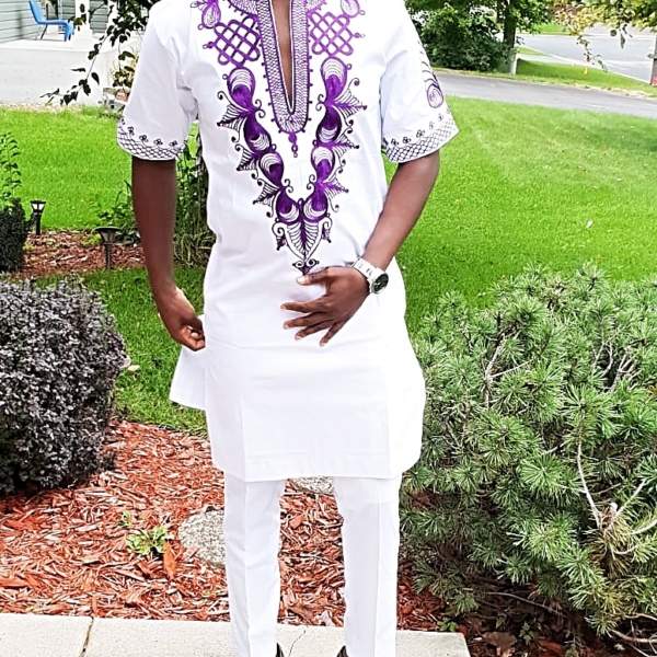 Casual purple embroidery afriture