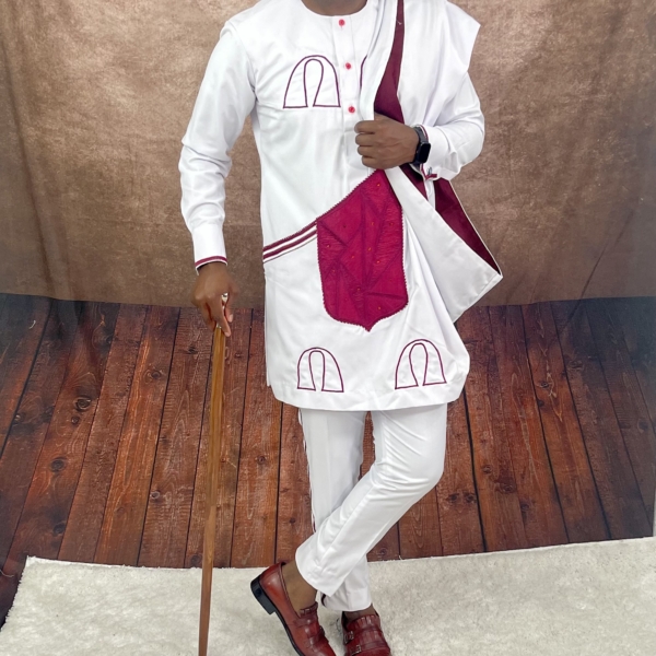 One Shoulder Agwada Senator Suit - Image 3