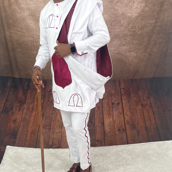 One Shoulder Agwada Senator Suit - Image 4